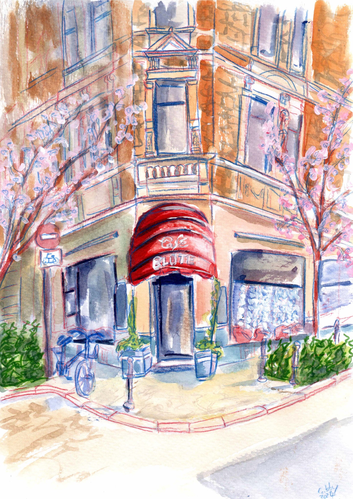 Café Blüte, Bonner Altstadt Aquarell (Original)