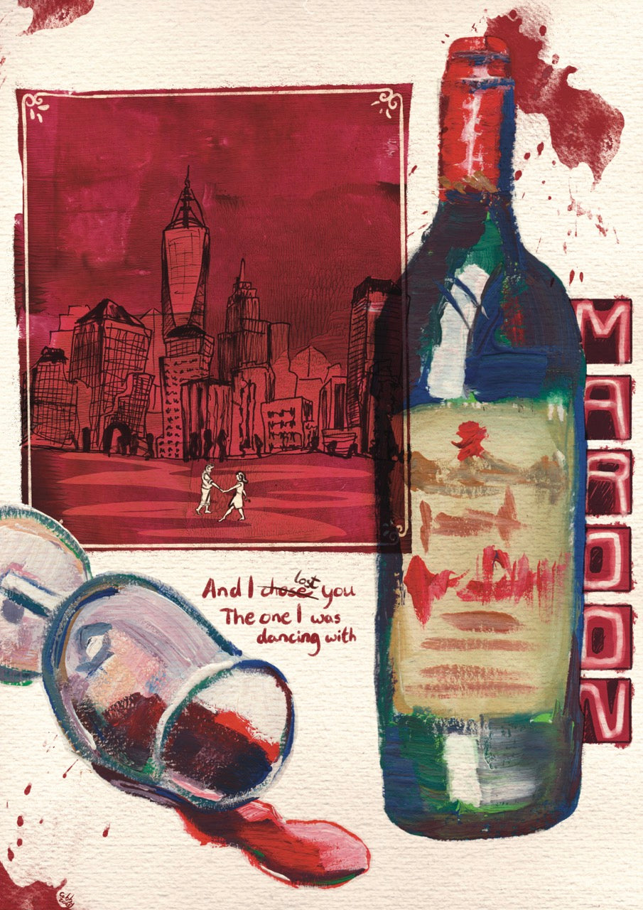 Maroon/ Wein Kunstdruck