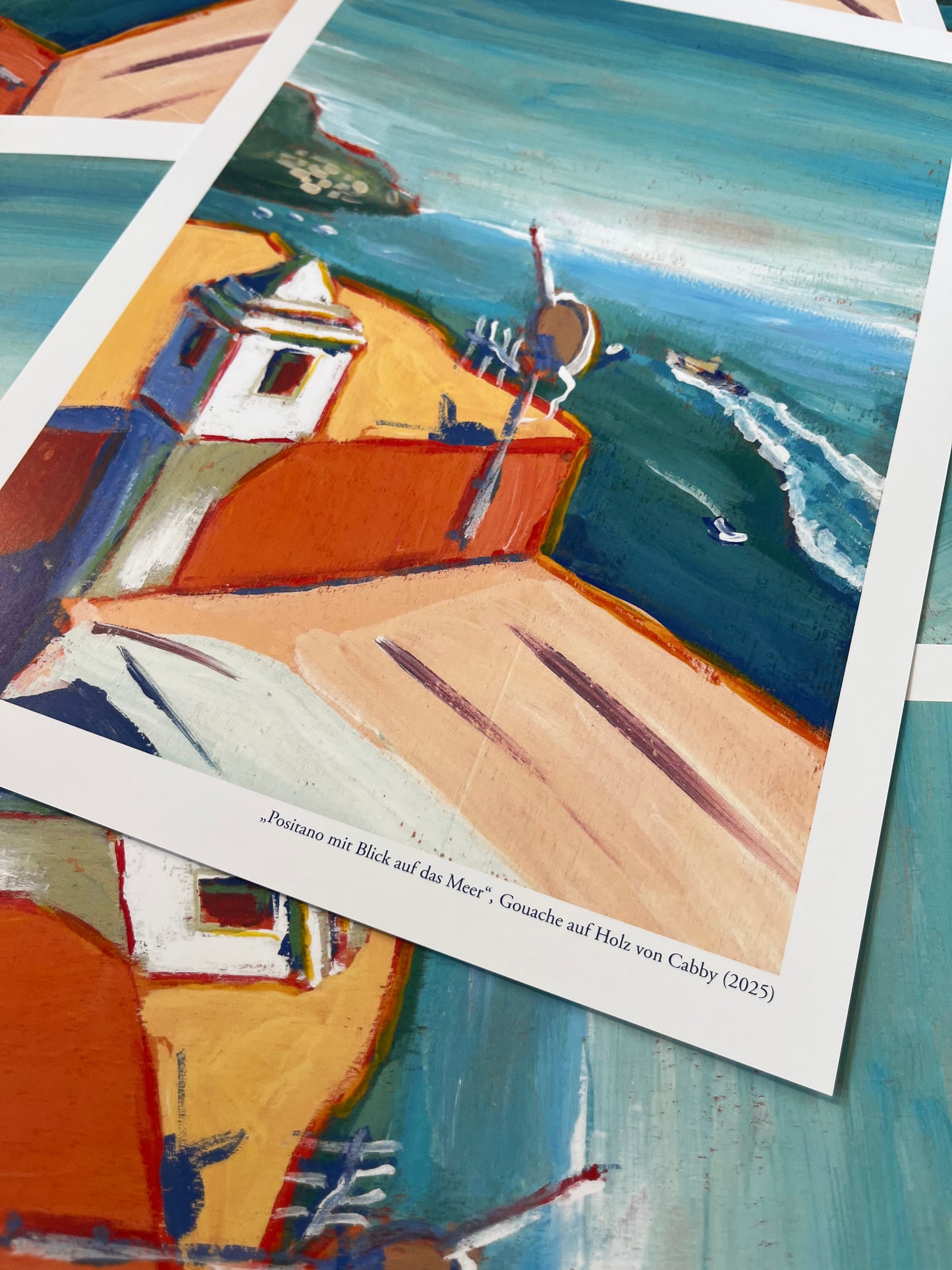 "Possitano mit Blick auf Meer" Kunstdruck