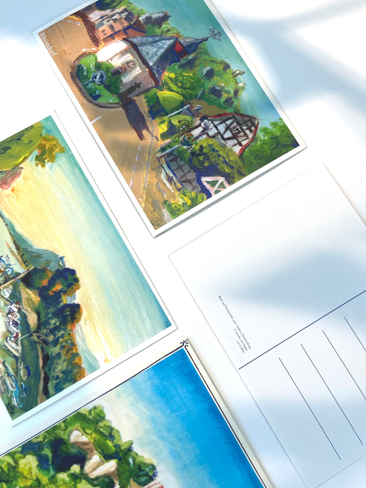 4 Drachenfels am Rhein Motive in einer Postkartenkollektion
