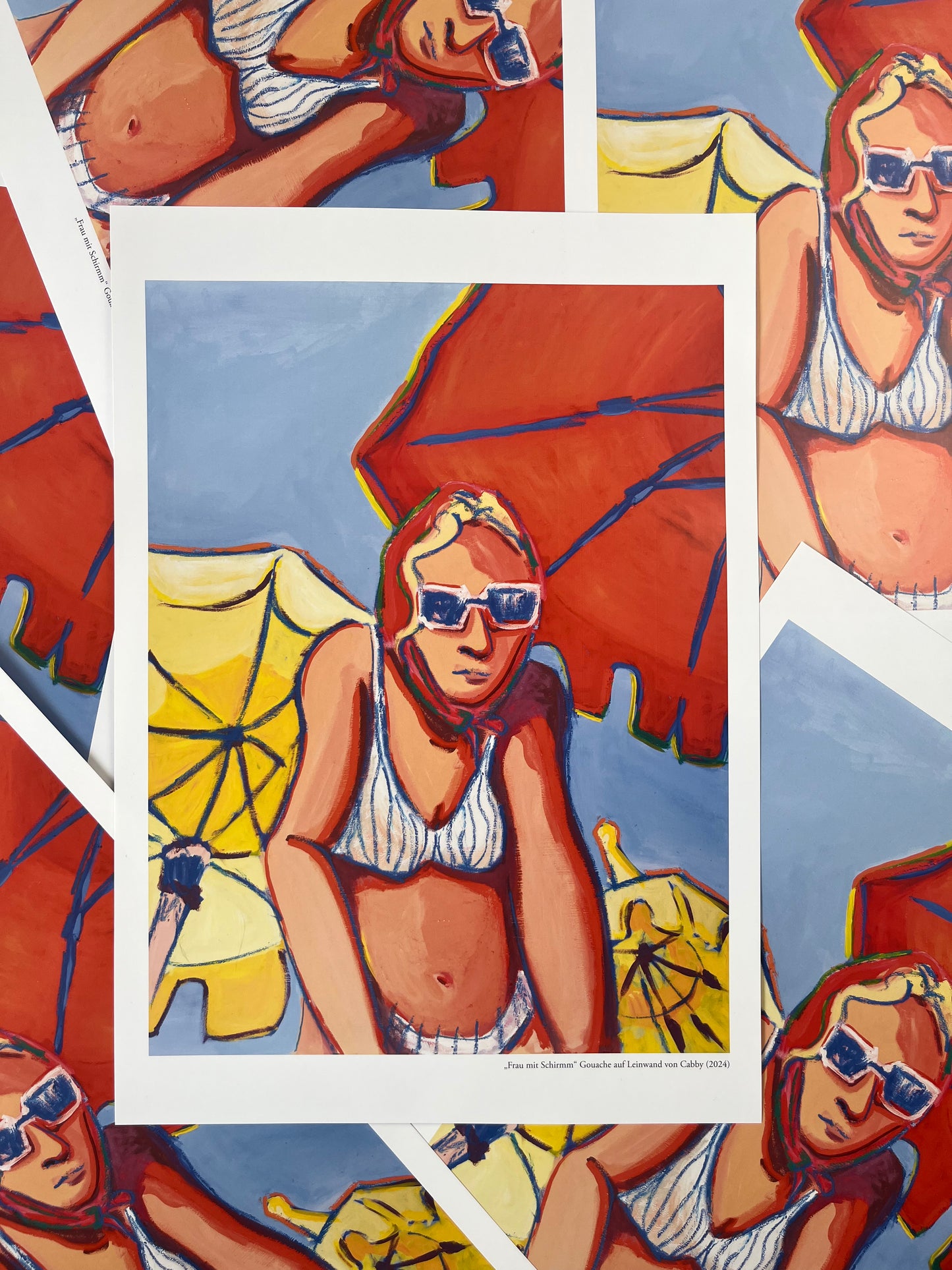 "Frau mit Schirm" Kunstdruck