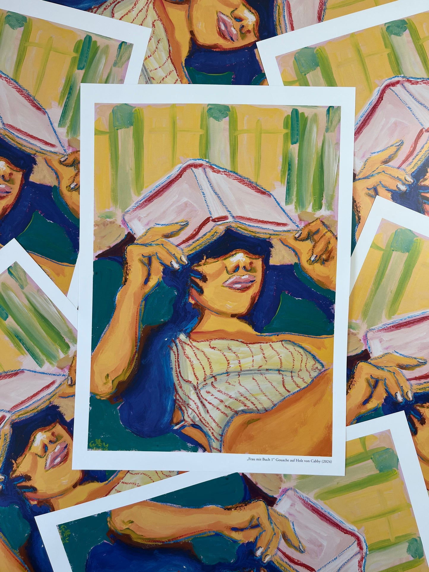 "Frau mit Buch 1" Kunstdruck