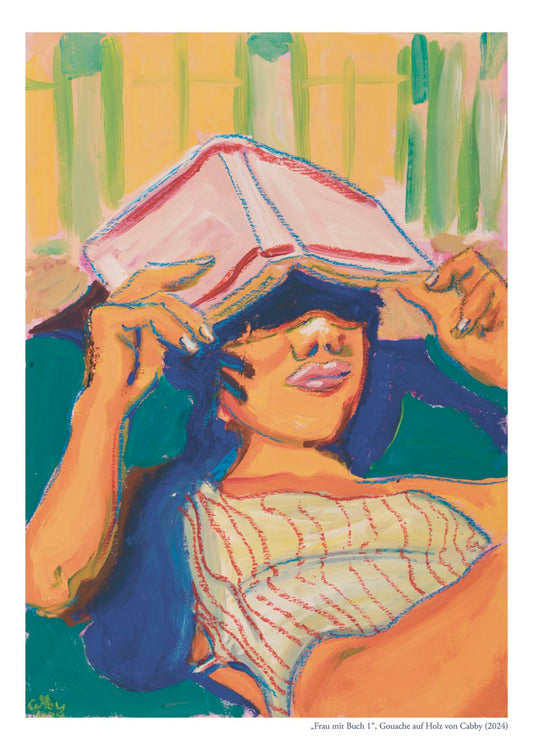 "Frau mit Buch 1" Kunstdruck