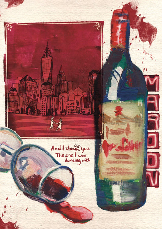Maroon/ Wein Kunstdruck