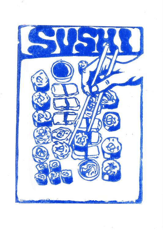 Sushi Linoldruck